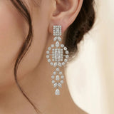 92.5 Silver White Gold-Plated CZ Chandelier Drop Dangler Ivanah Silver