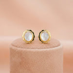 Gold-Plated 92.5 Silver Scalloped Oval Pearlescent Stud Ivanah Silver