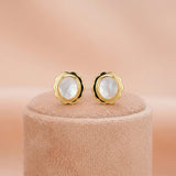 Gold-Plated 92.5 Silver Scalloped Oval Pearlescent Stud Ivanah Silver