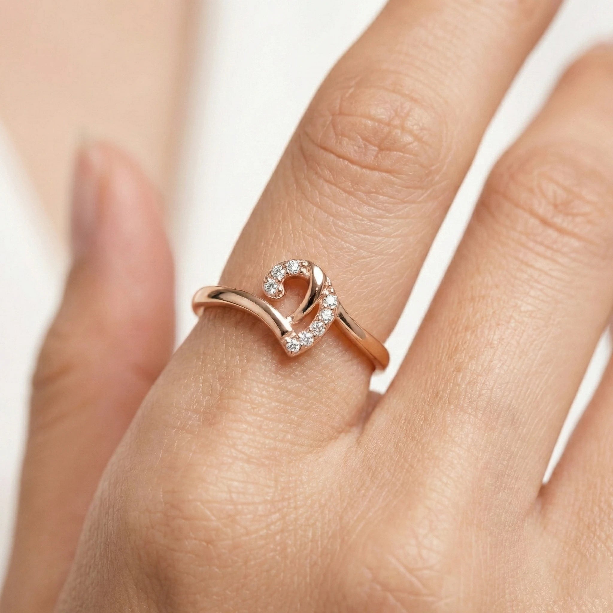 Abstract Swirl Heart Ring in 92.5 Sterling Silver – Rose Gold Finish Ivanah Silver