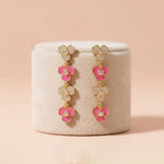 Gold-Plated 92.5 Silver Pink Floral Drop Ivanah Silver