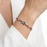 92.5 Sterling Silver with Rose Gold Polished Charm Butterfly bracelet Ivanah Silver