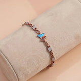 92.5 Sterling Silver with Rose Gold Polished Charm Butterfly bracelet Ivanah Silver