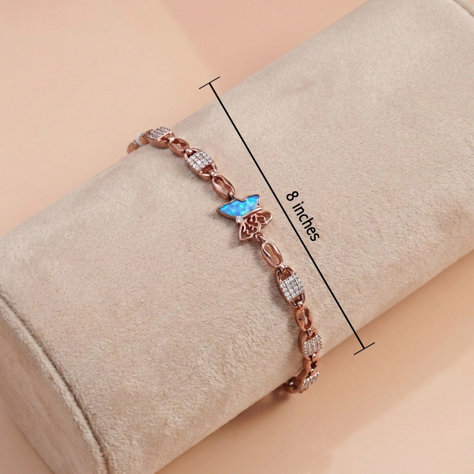 92.5 Sterling Silver with Rose Gold Polished Charm Butterfly bracelet Ivanah Silver