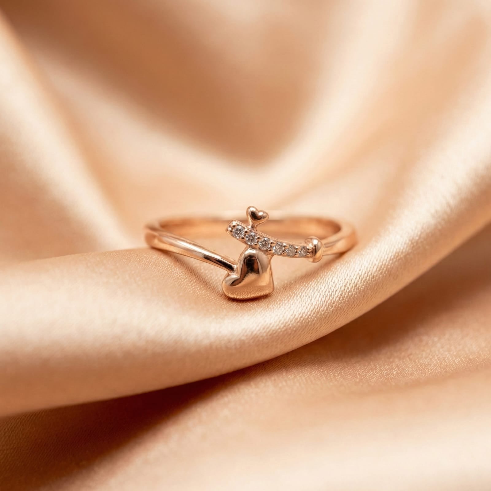 Cupid’s Arrow Heart Ring - 92.5 Sterling Silver with Rose Gold Finish Ivanah Silver