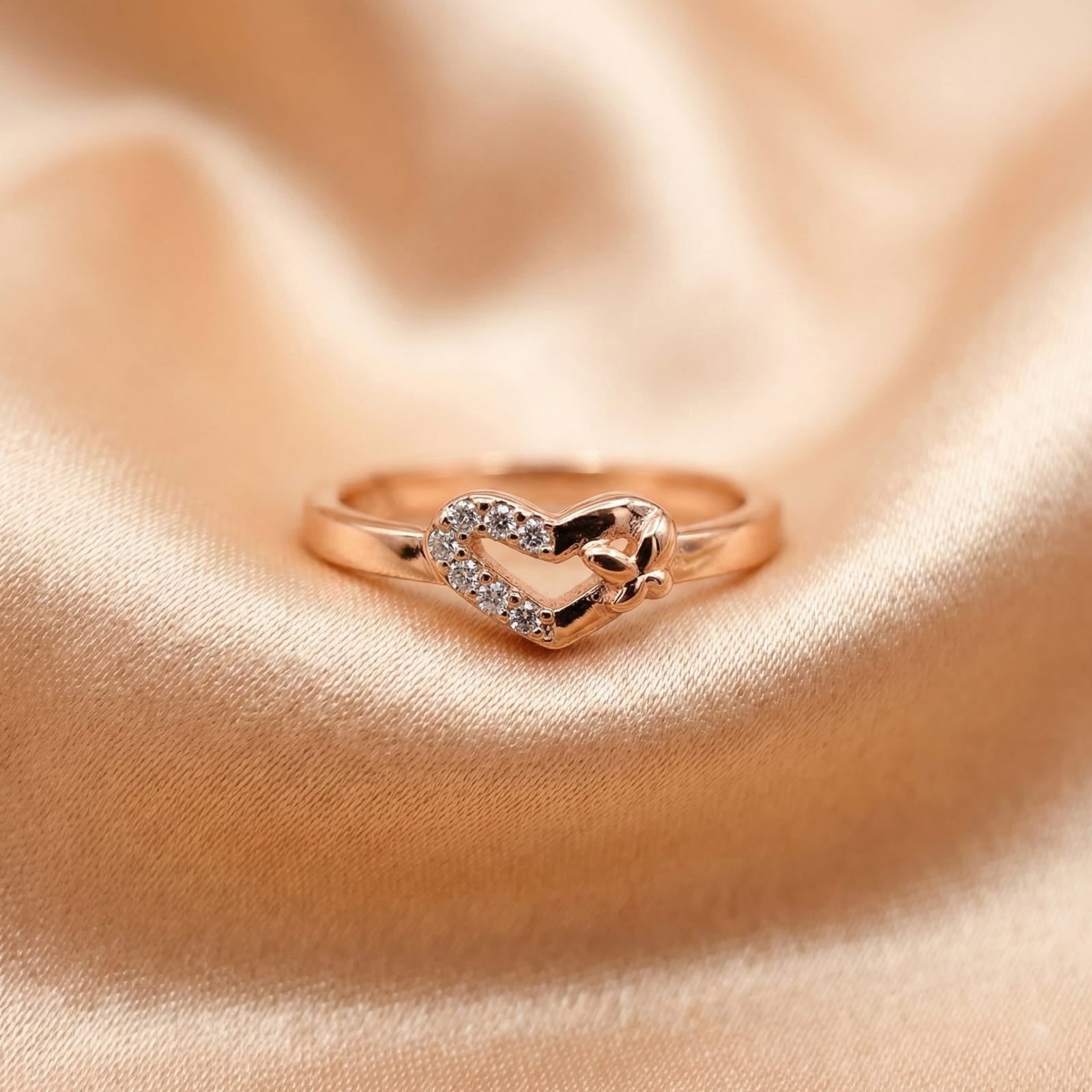 Fluttering Heart Ring | Rose Gold Plated 92.5 Silver Ivanah Silver