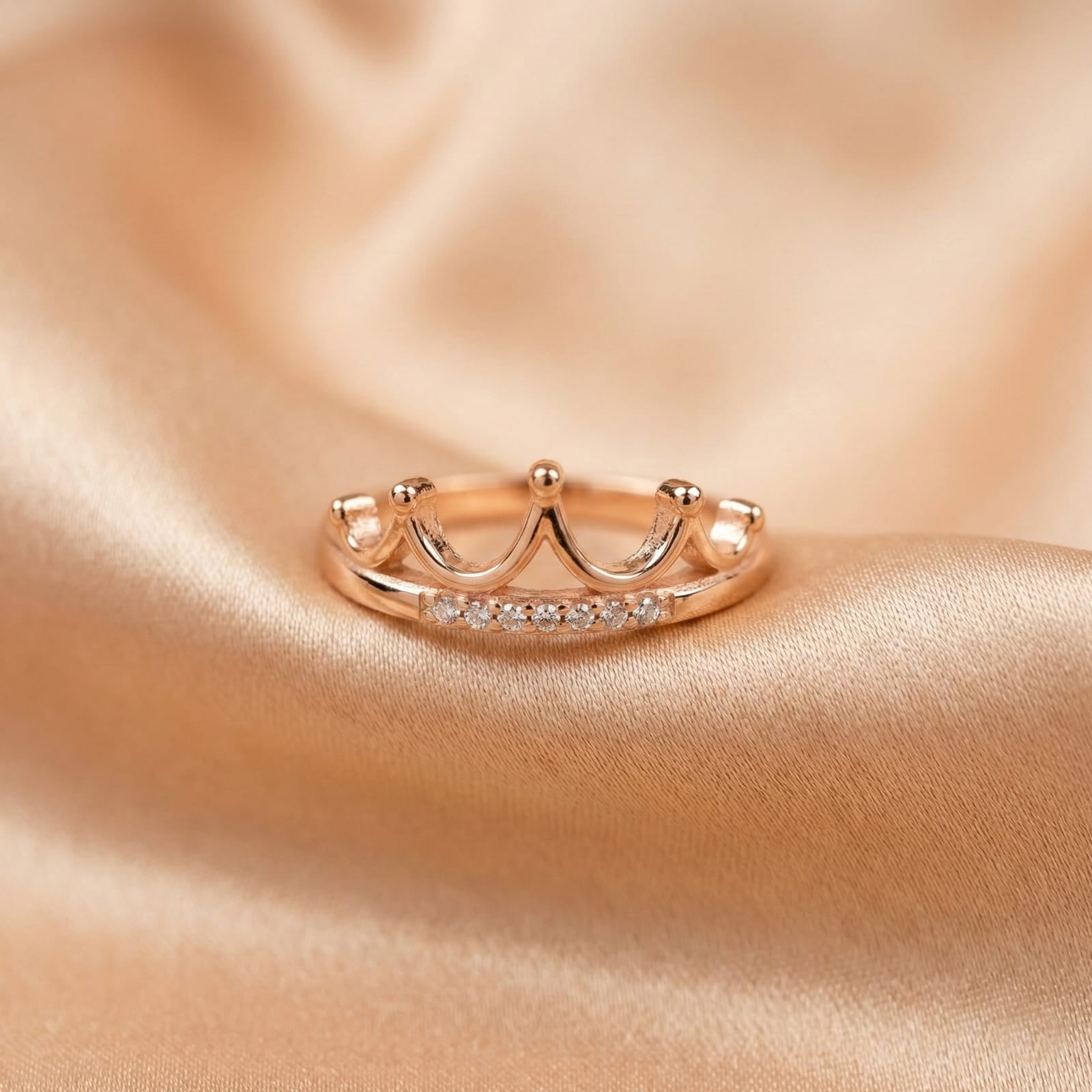 Path of Love" Rose Gold Heart Ring – Pure 92.5 Silver Ivanah Silver