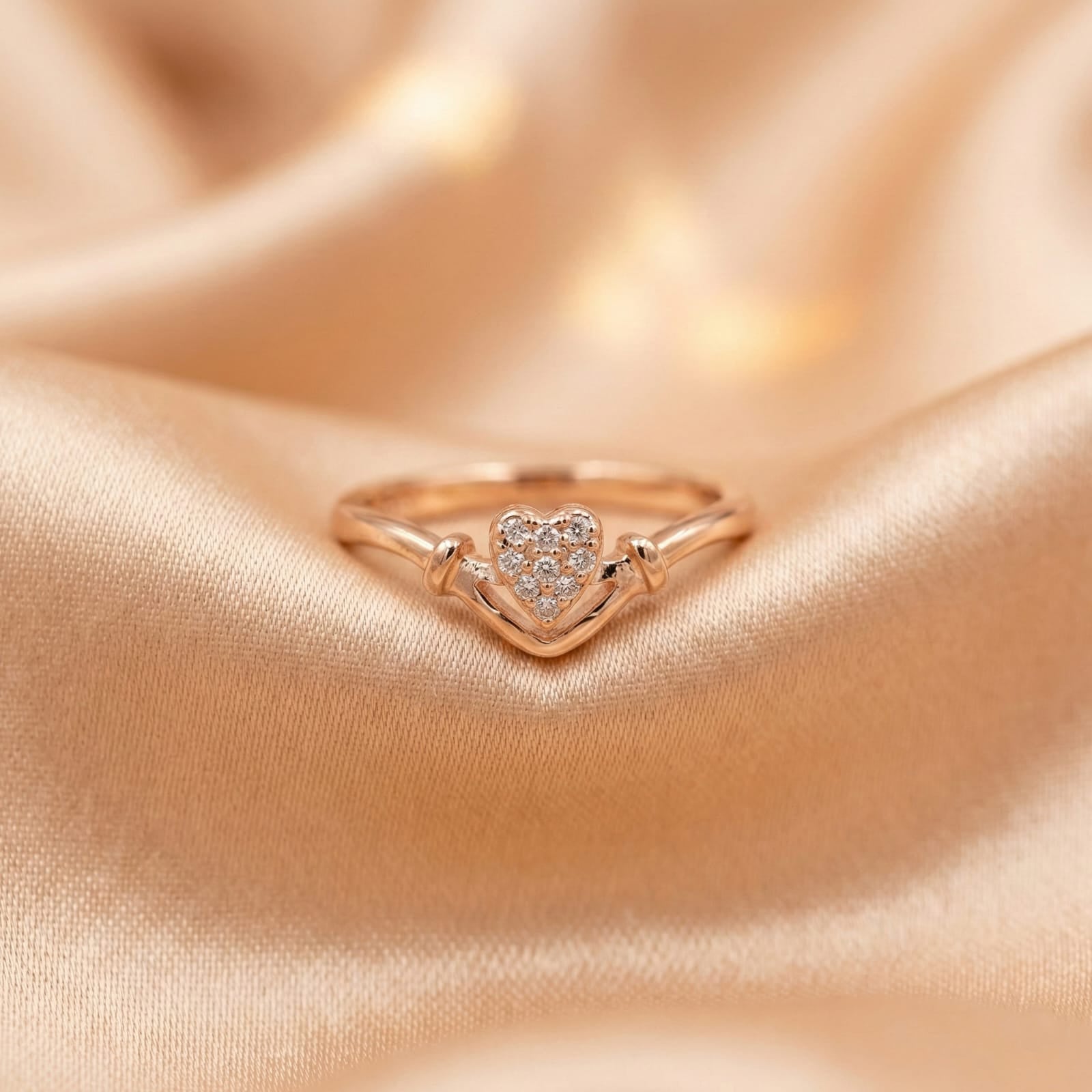 Rose Gold Heart Sparkle Ring | Pure 92.5 Silver Jewelry Ivanah Silver