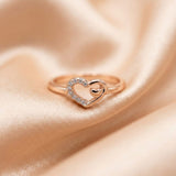 Romantic 'Heart in Heart' 92.5 Silver Ring - Rose Gold Finish Ivanah Silver