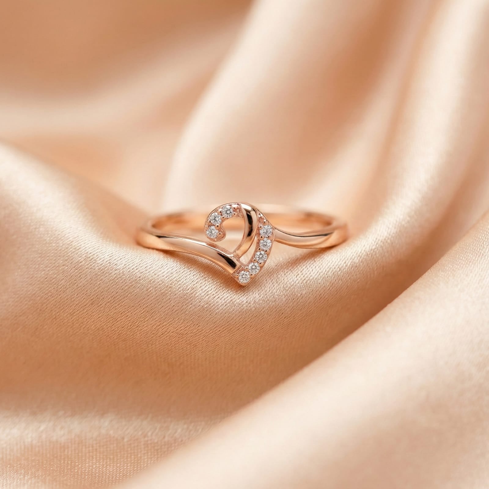 Abstract Swirl Heart Ring in 92.5 Sterling Silver – Rose Gold Finish Ivanah Silver
