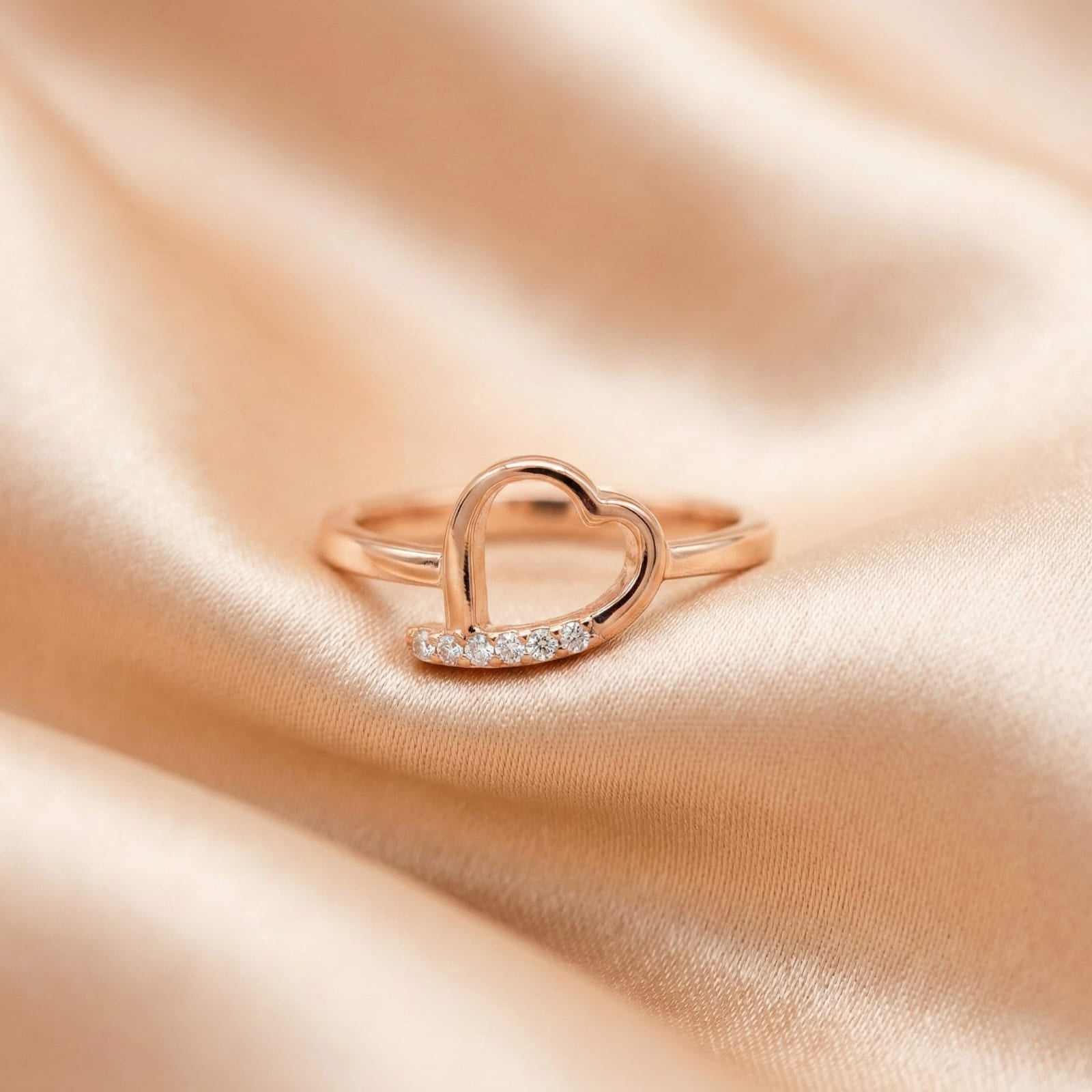 Asymmetrical Heart Ring | Rose Gold Plated Silver Ivanah Silver