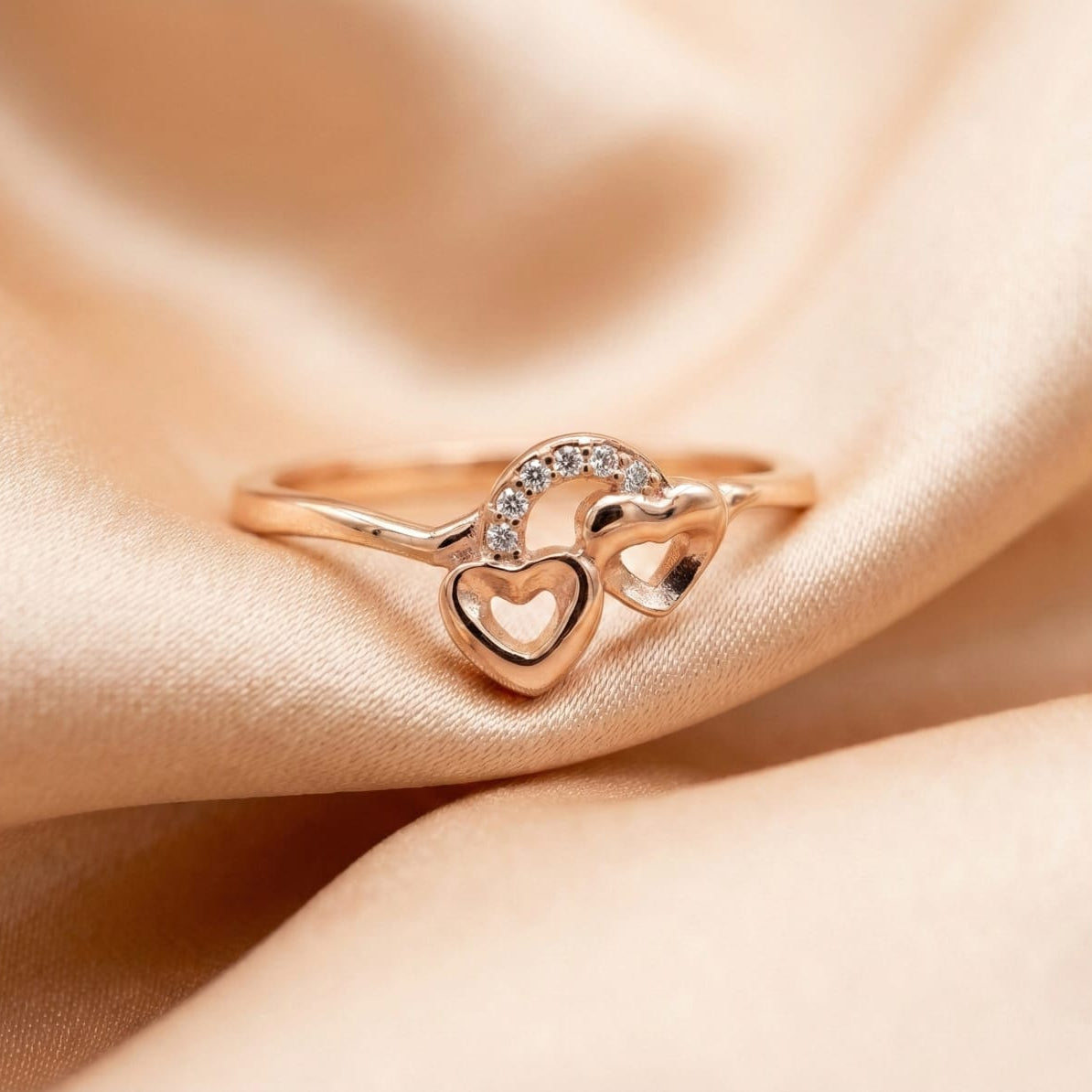Intertwined Hearts Ring – 92.5 Silver & Rose Gold Ivanah Silver