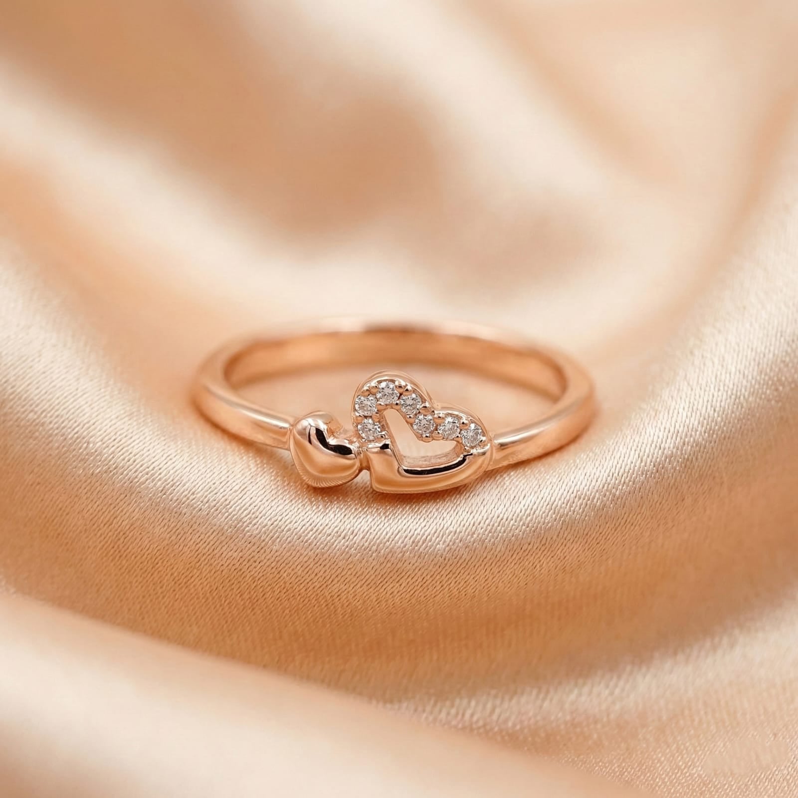 Fluttering Love Heart Ring – 92.5 Silver with Rose Gold Finish Ivanah Silver