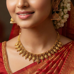 92.5 Silver Gold Plated Necklace with Lakshmi Gold Drops Ivanah Silver