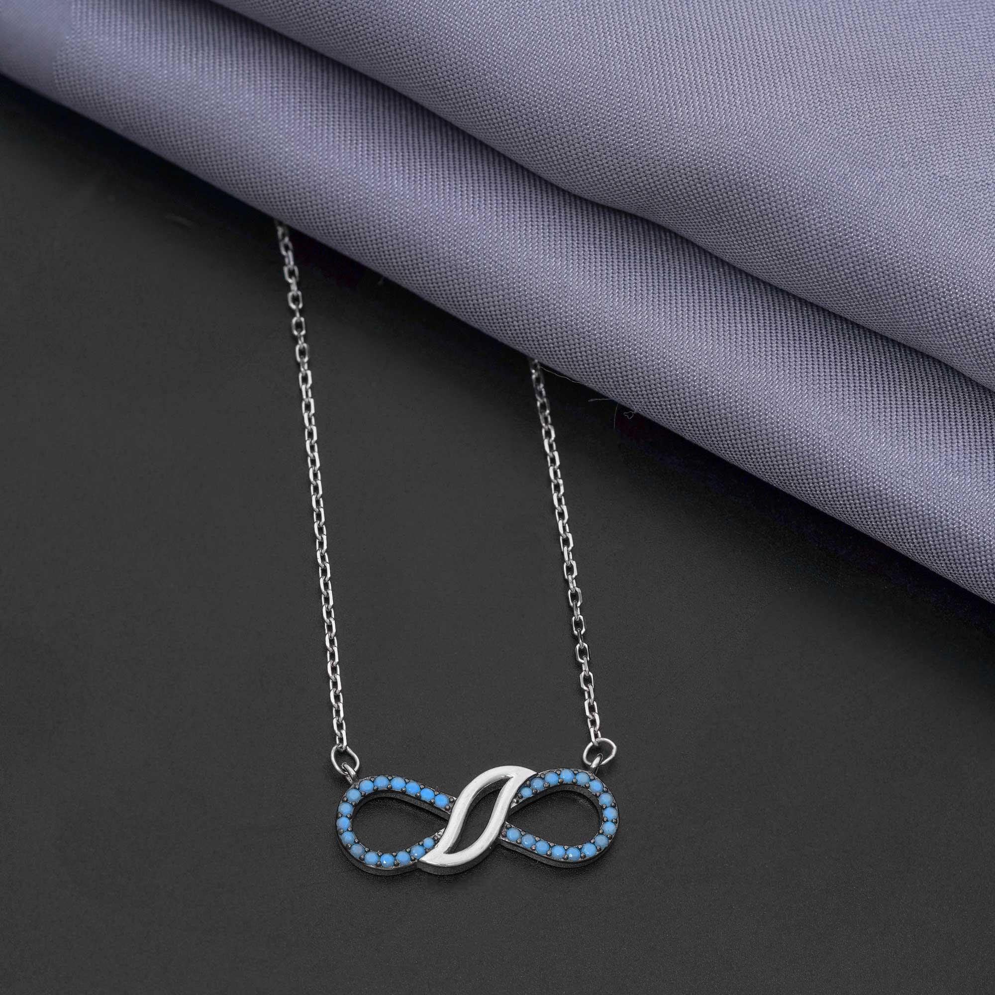 92.5 Sterling Silver Infinity Leaf Pendant Chain - Ivanah Silver