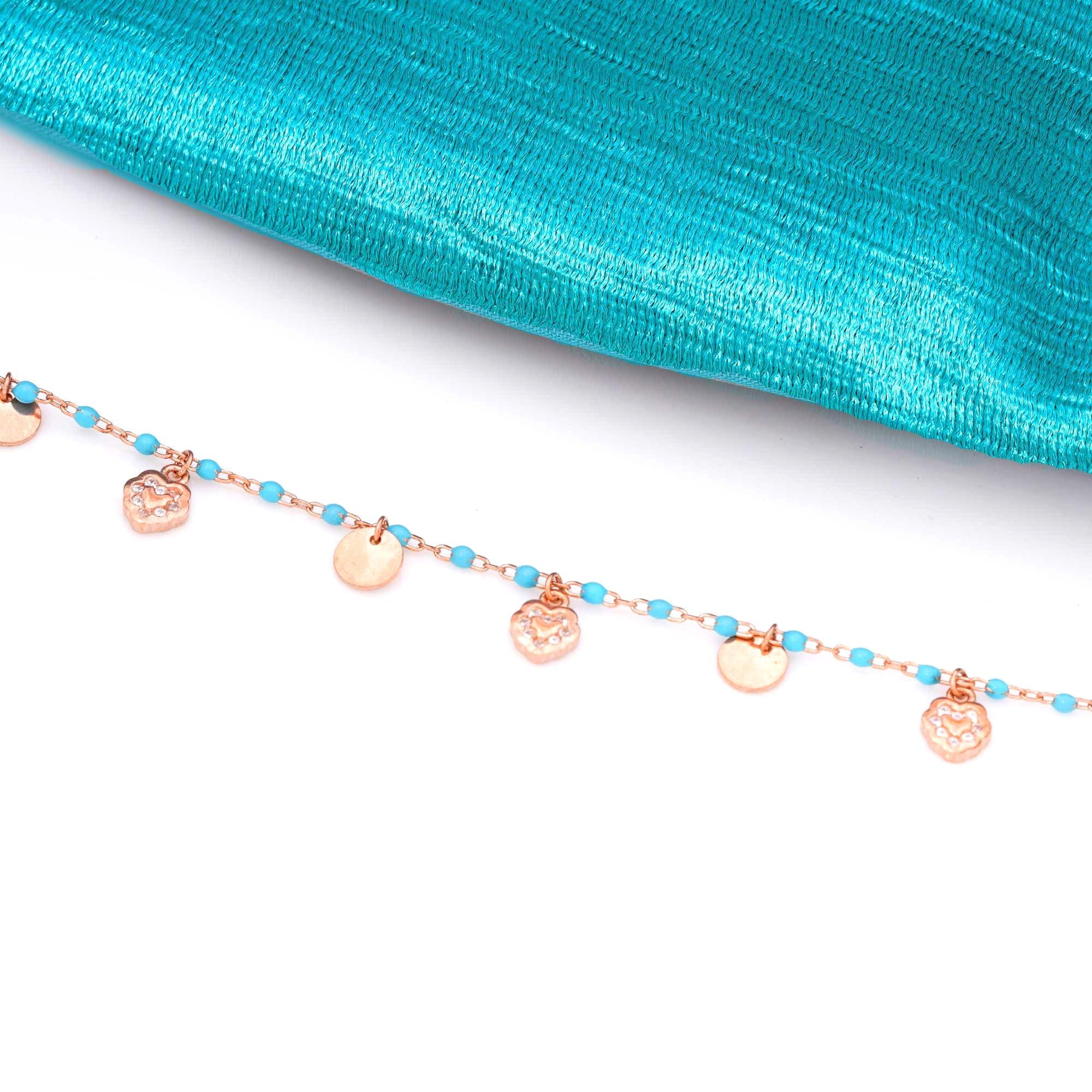 Charm Rose Gold Polish-Plated 925 Rose Gold Polish Bracelet - Ivanah Silver