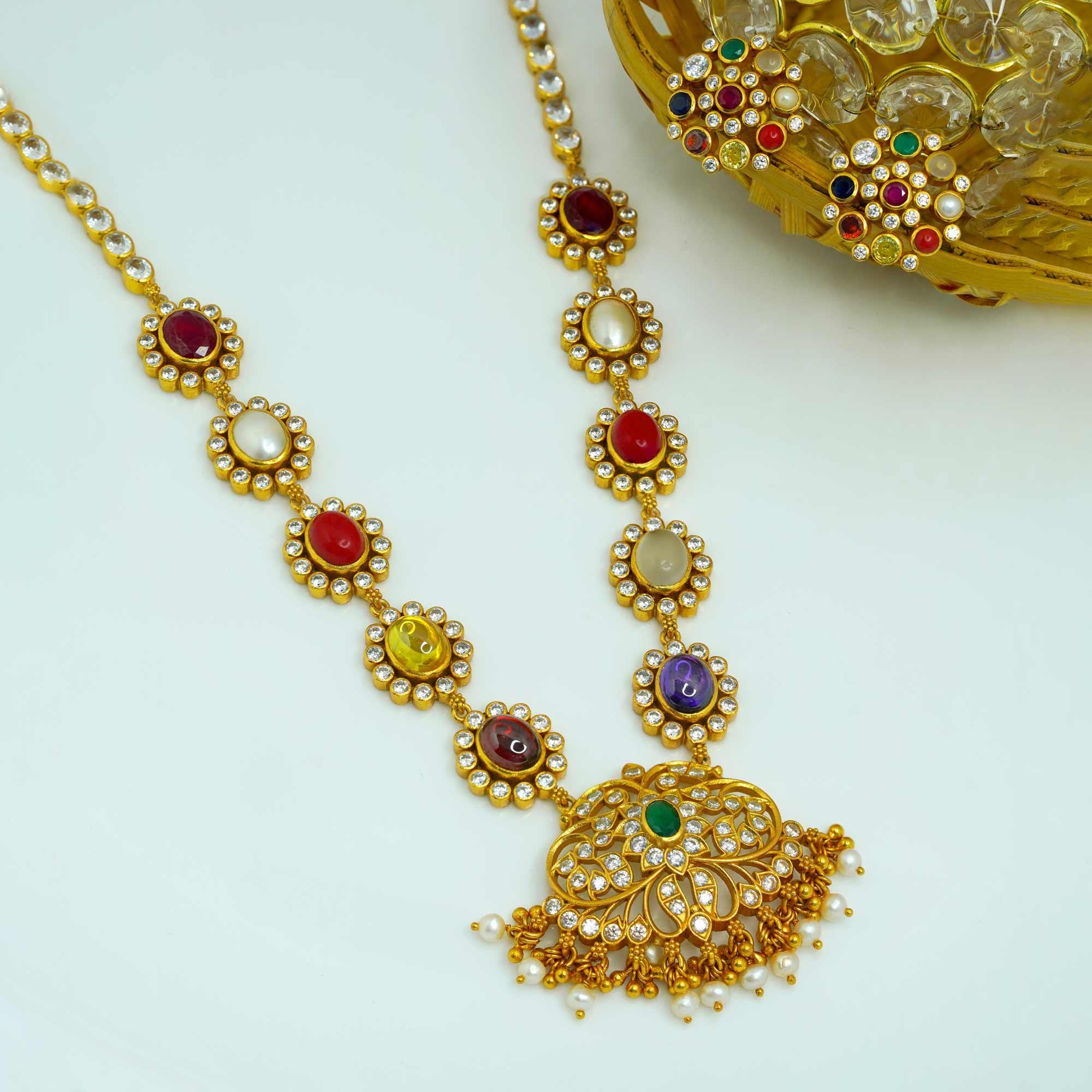 Navaratna Short Necklace - Ivanah Silver