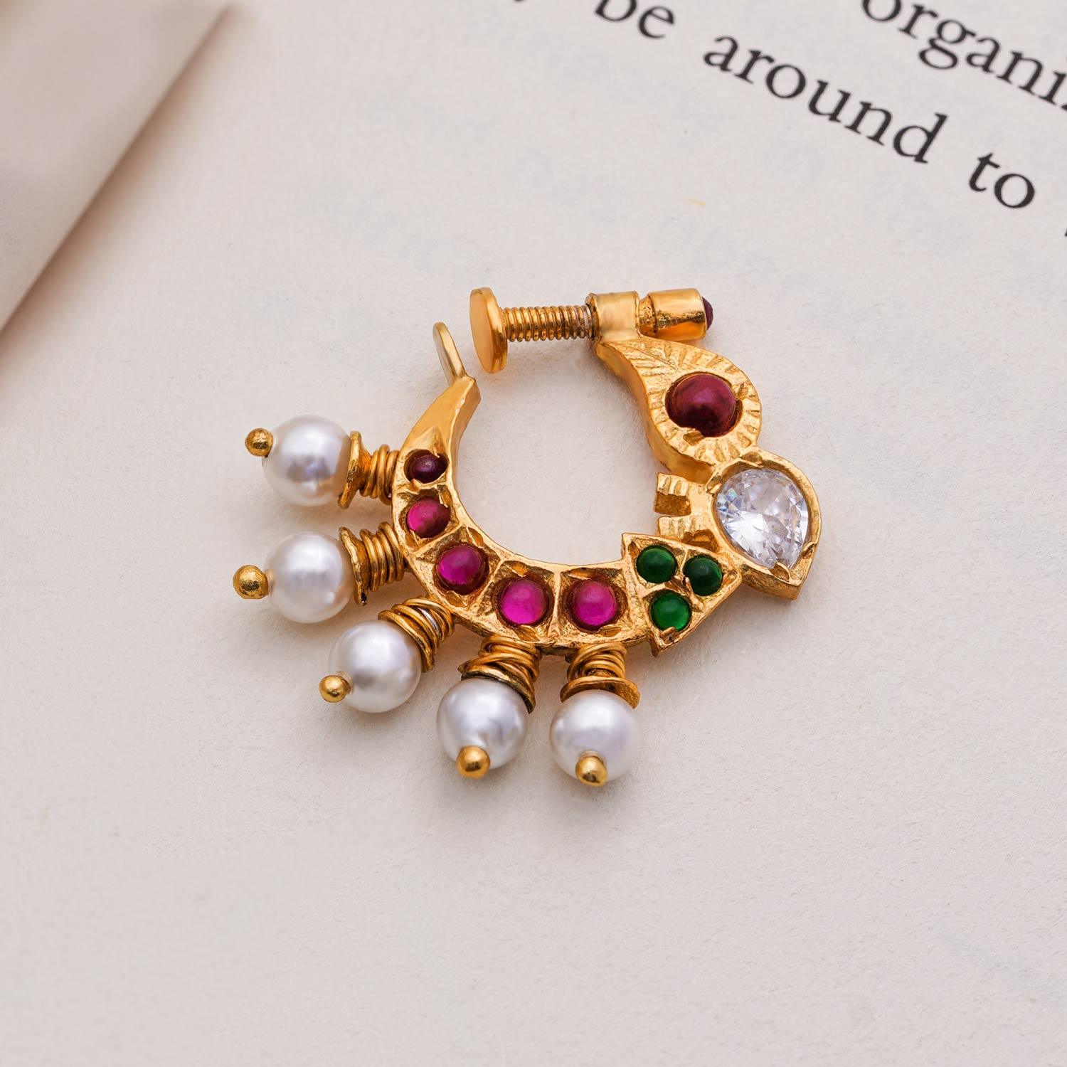 Gold Polish Nose Pin - Ivanah Silver