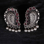Oxidised Stone Earrings - Ivanah Silver