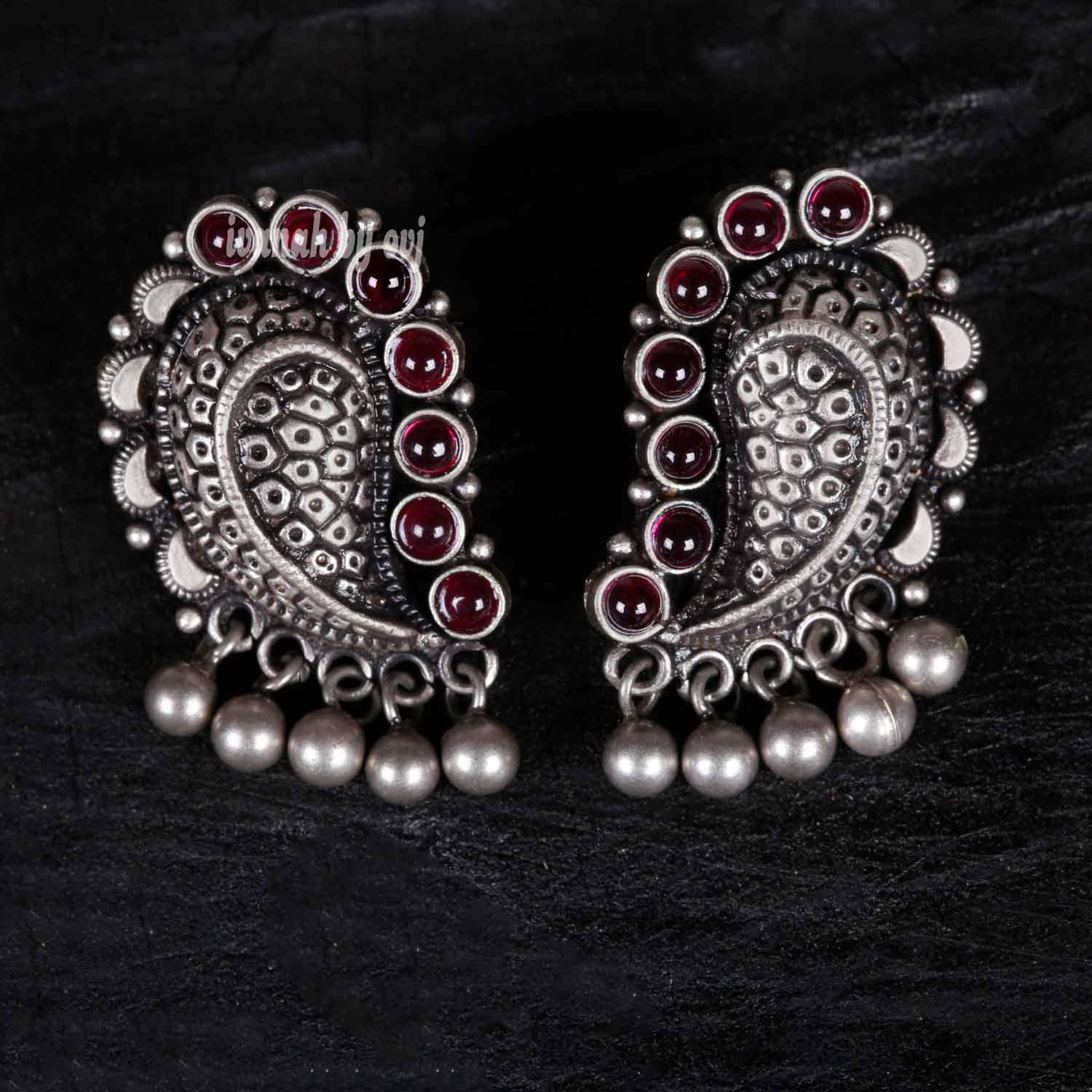 Oxidised Stone Earrings - Ivanah Silver
