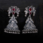 Oxidised Stone Jhumkaa - Ivanah Silver