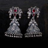 Oxidised Stone Jhumkaa - Ivanah Silver