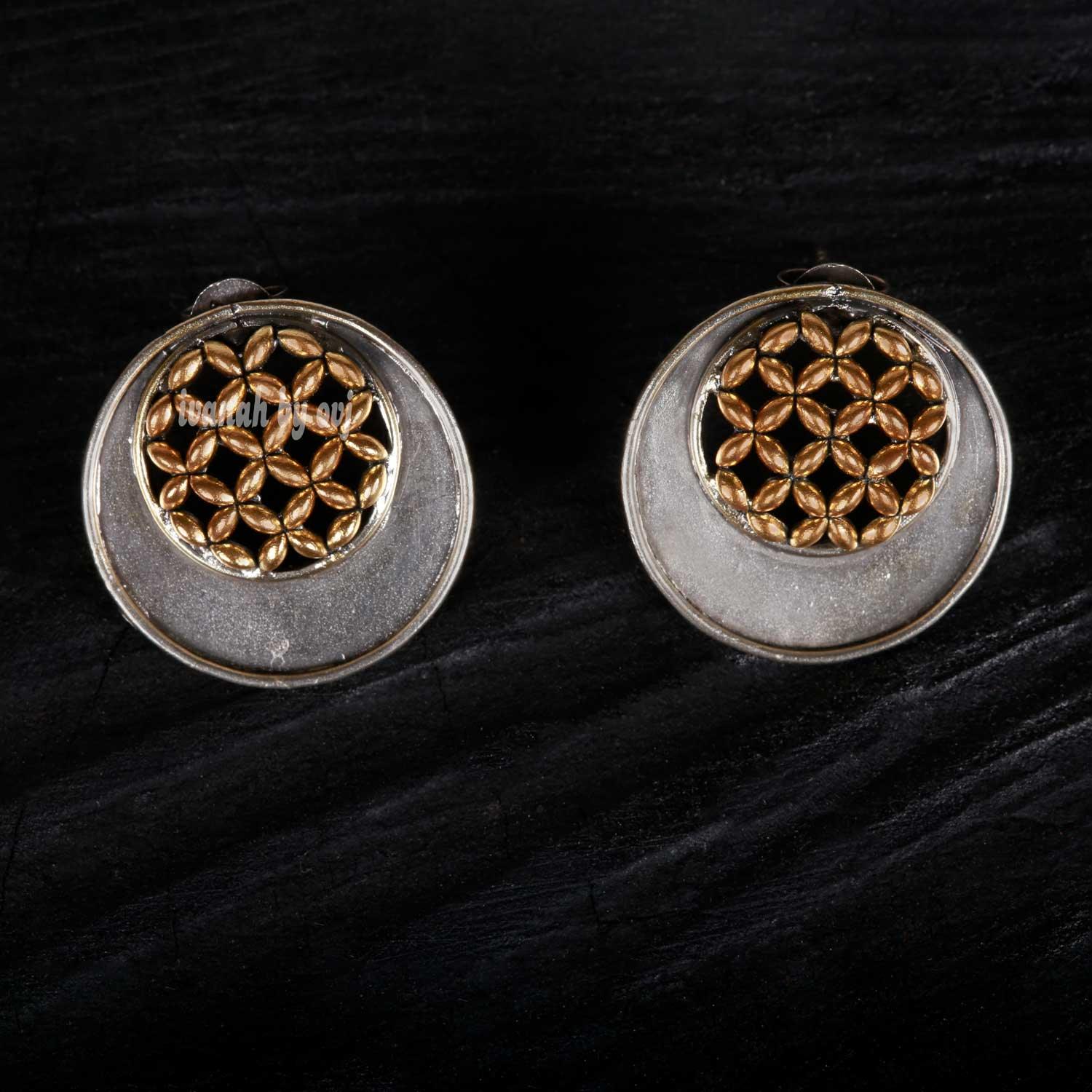 Designer Dual Tone Earrings - Ivanah Silver