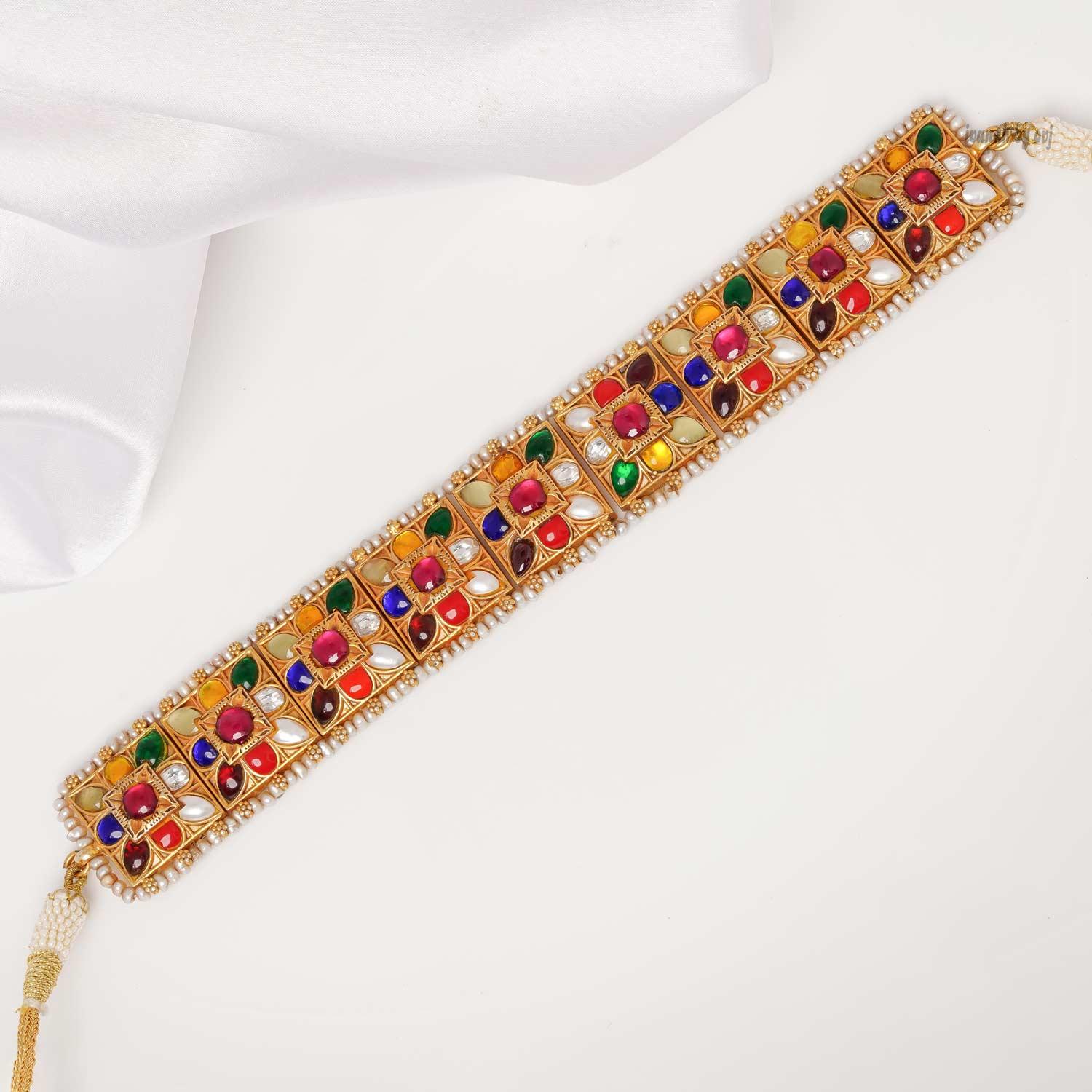 Navratna Sleek Choker - Ivanah Silver
