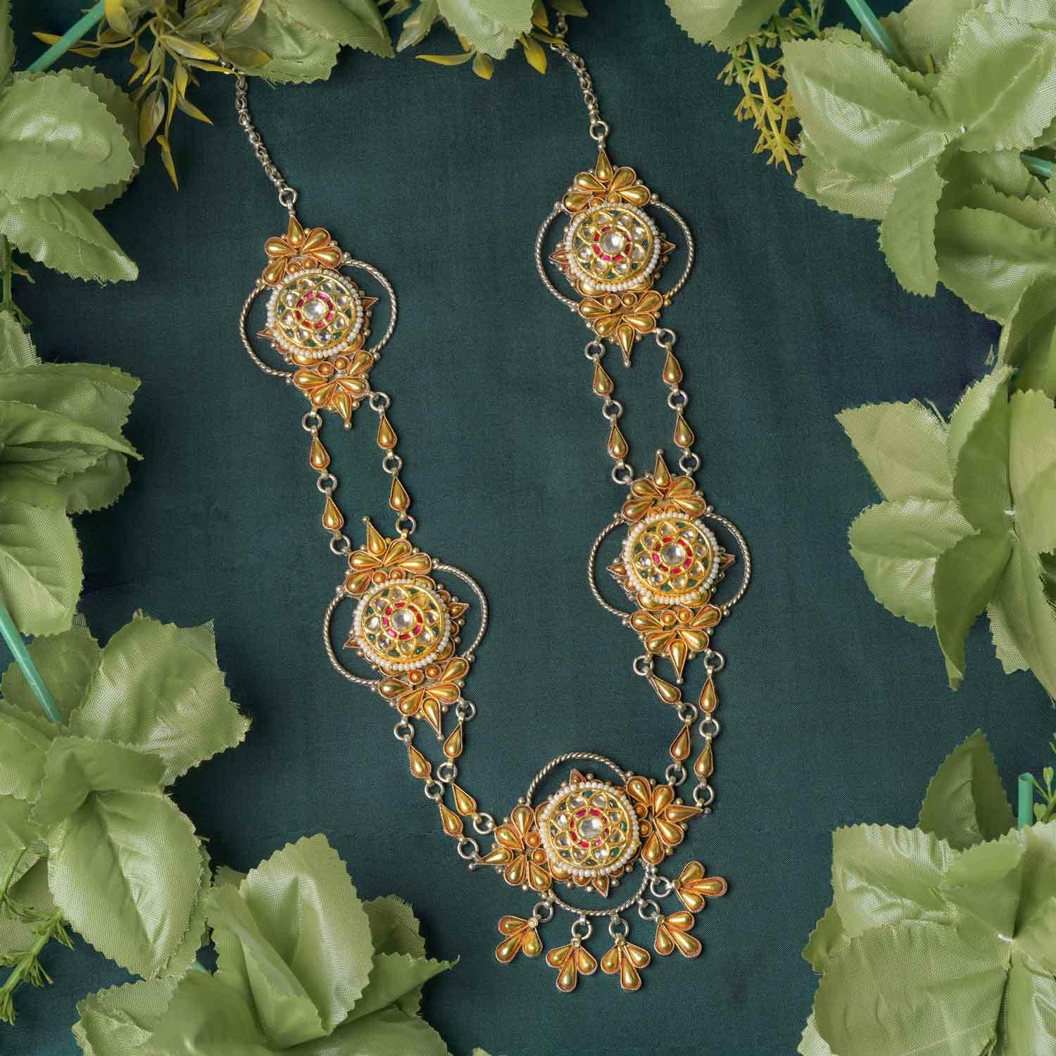 2 in1 Oxidised Oddiyanam Necklace - Ivanah Silver