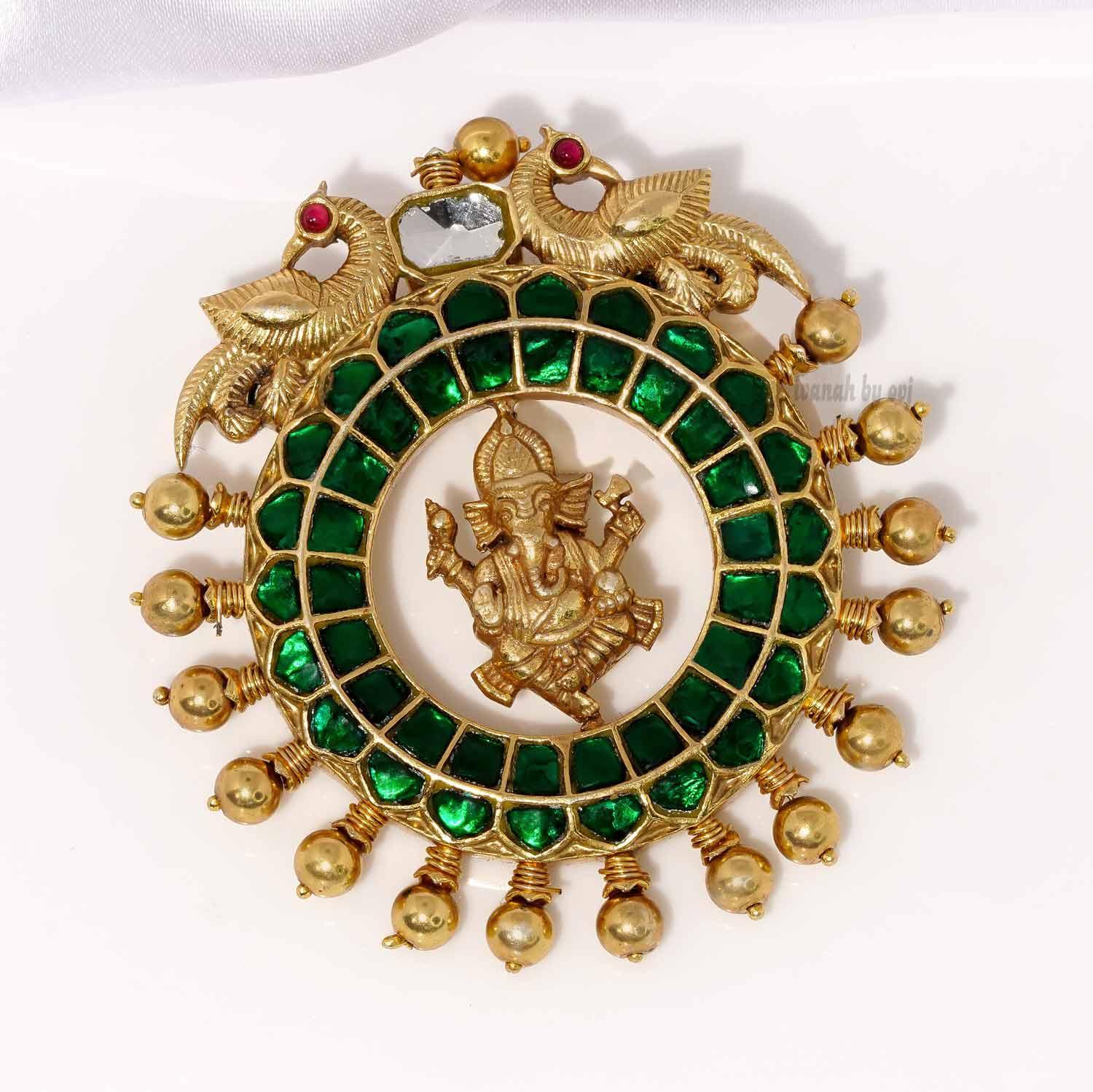 Ganesha Kundan Pendant - Ivanah Silver