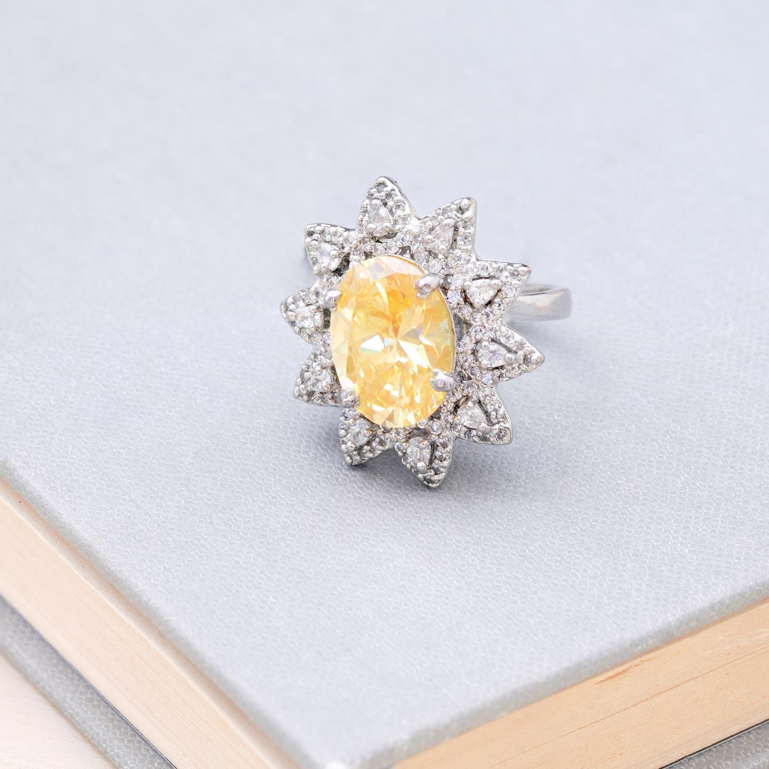 Yellow diamond Swarovski ring - Ivanah Silver