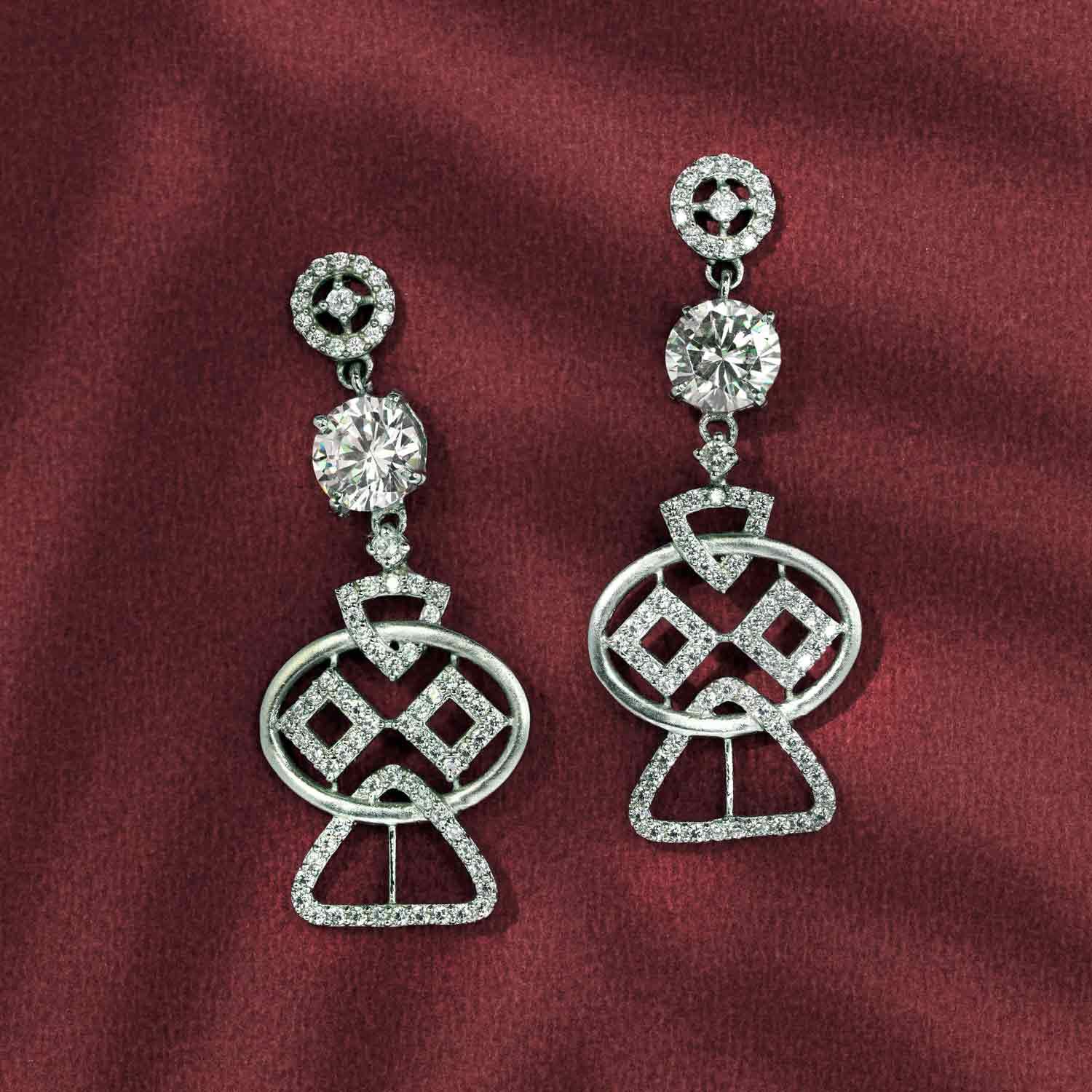 Silver Zircon Stone Dangler - Ivanah Silver