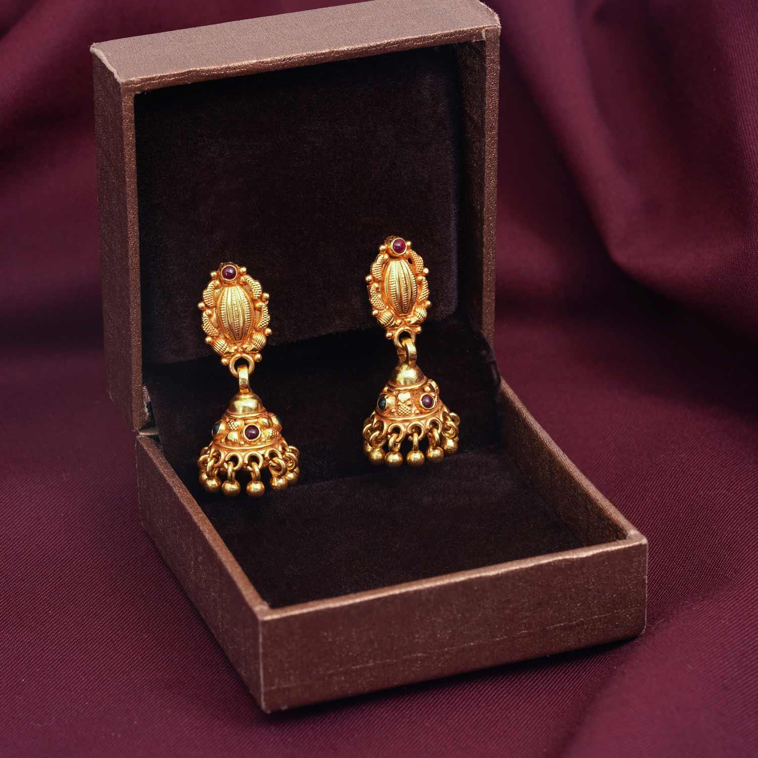 92.5 Silver Gold Plated Jhumkhas - Ivanah Silver