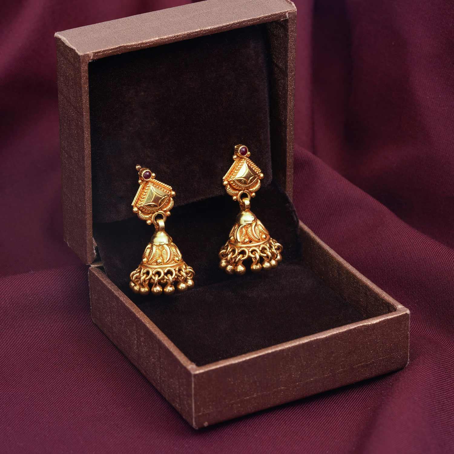 92.5 Silver Gold Plated Jhumkhas - Ivanah Silver