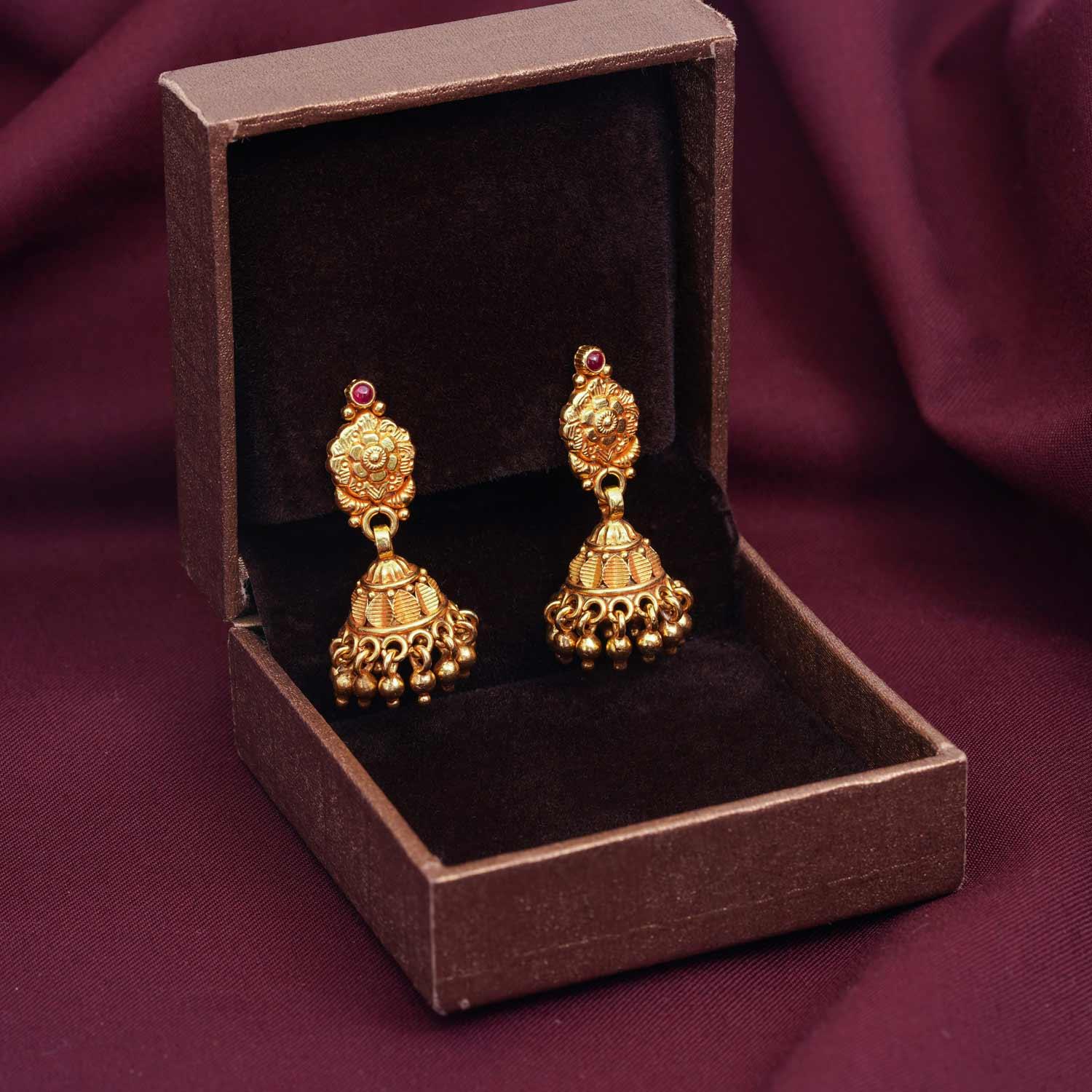 92.5 Silver Gold Plated Jhumkhas - Ivanah Silver
