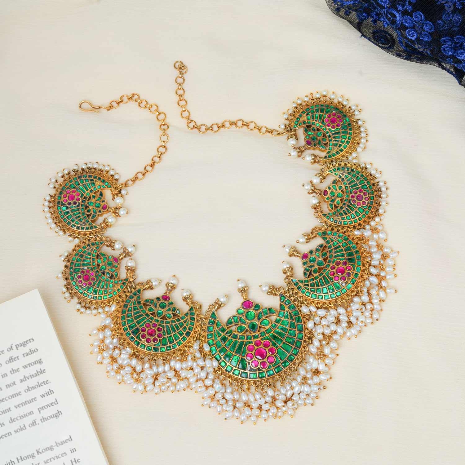 Mumtaj Kundan Bridal Short Necklace - Ivanah Silver