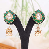 Green Kamalam Jhumkas - Ivanah Silver