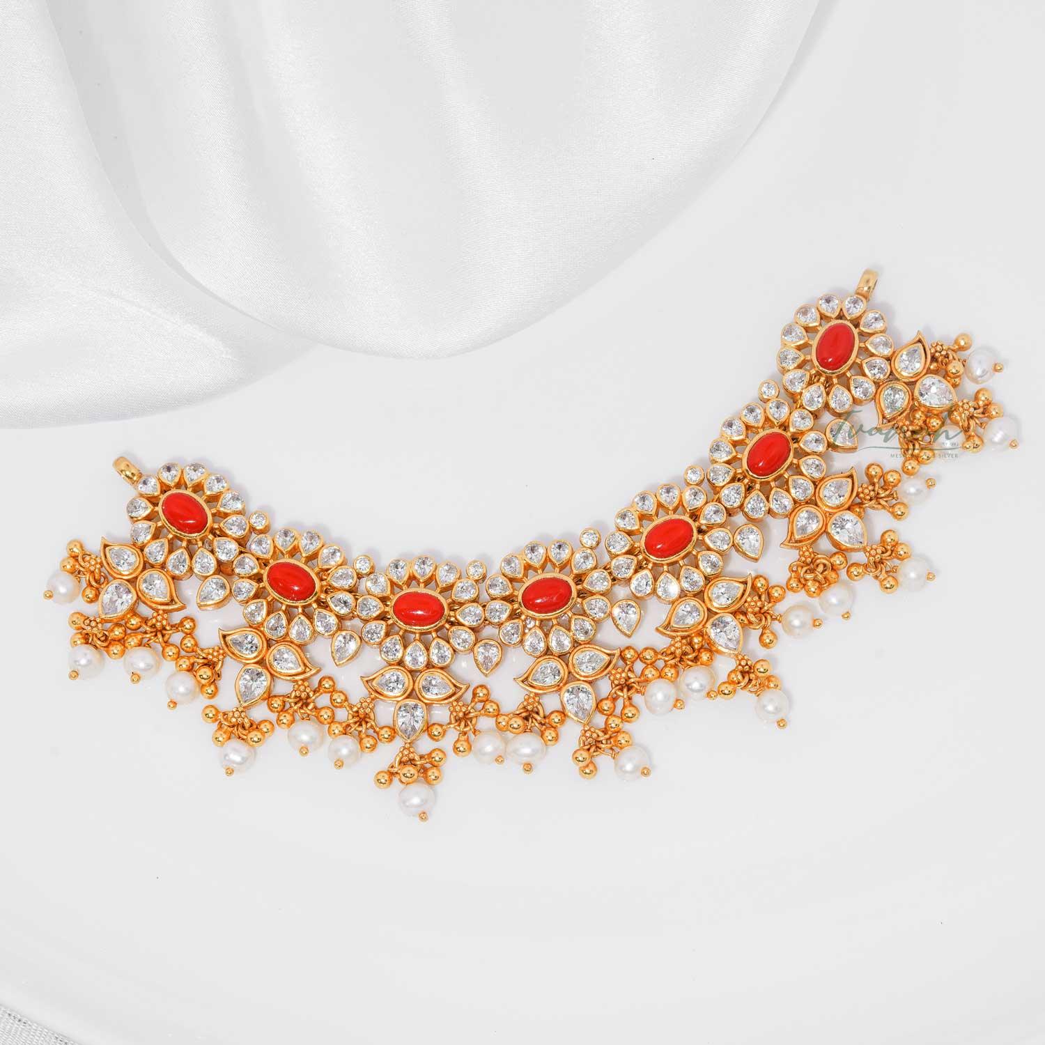 Elegant Coral Choker - Ivanah Silver