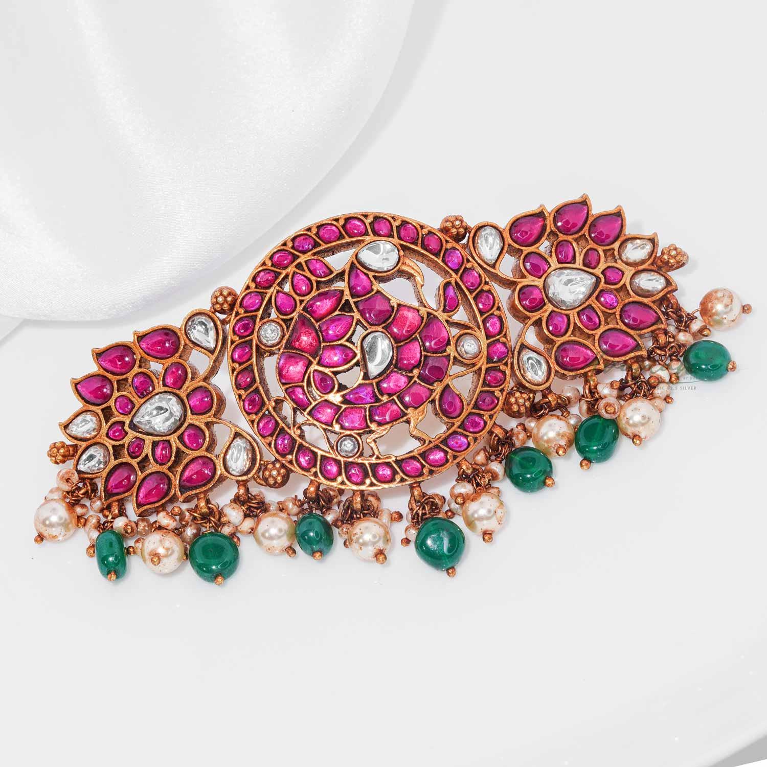 Mini Peacock Kundan Choker - Ivanah Silver