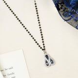 Black Beads Sapphire Necklace - Ivanah Silver