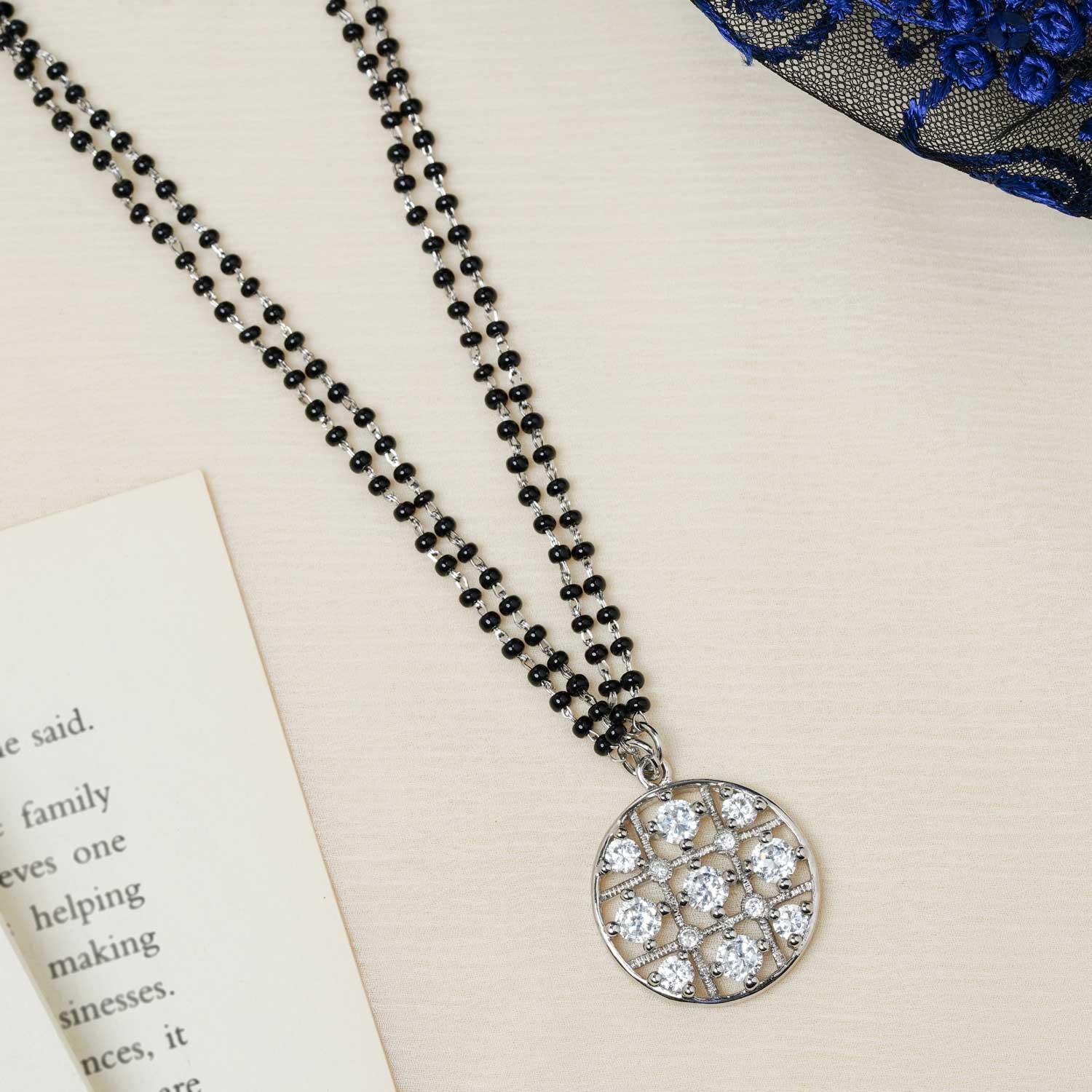 Black Beads Rudhra Necklace - Ivanah Silver