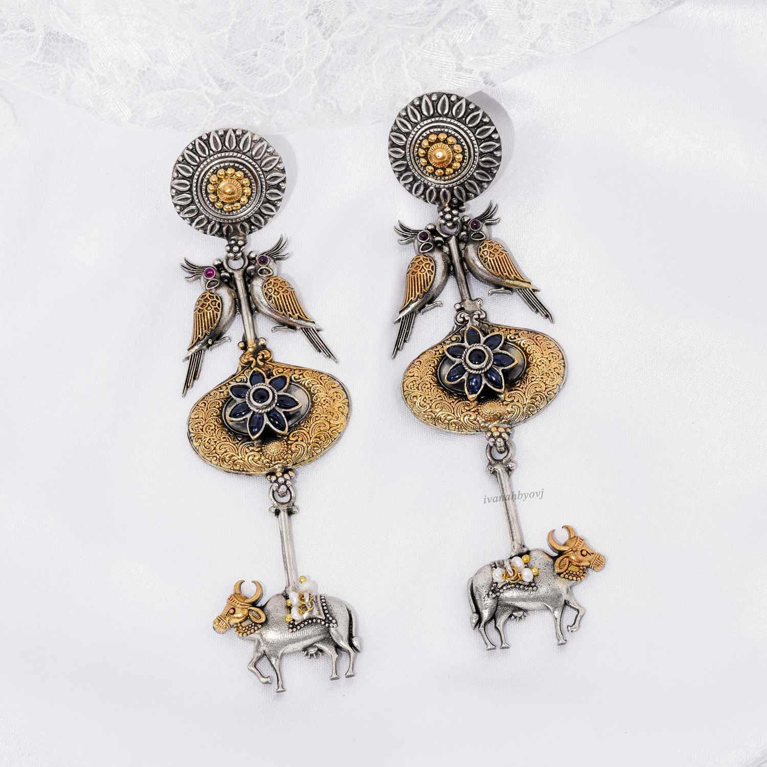 Cuckoo Dual Tone Earrings - Ivanah Silver