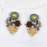 Designer Dual Tone Earrings - Ivanah Silver