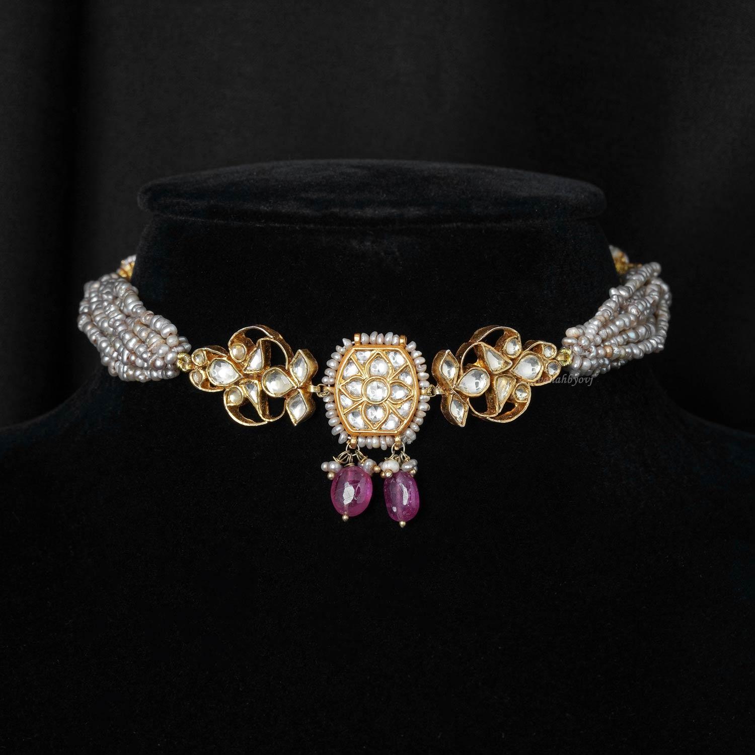 Moissanite Pearl Choker - Ivanah Silver