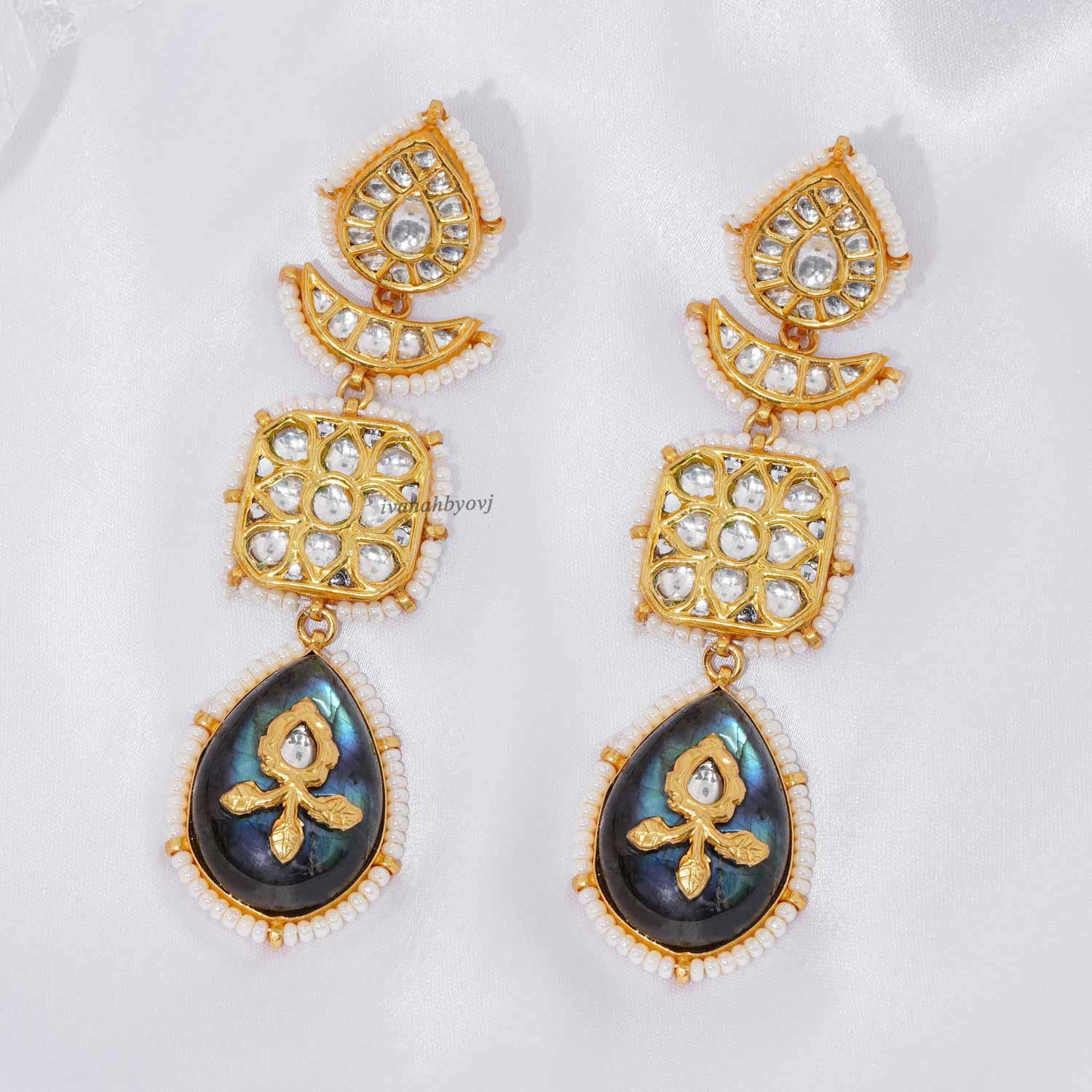 Designer Stone Earring - Ivanah Silver