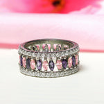 Crystal 2 in 1 Dazzling Purple Pink Interlocking 92.5 Sterling Silver Ring - Ivanah Silver