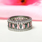Crystal 2 in 1 Dazzling Black Pink Interlocking 92.5 Sterling Silver Ring - Ivanah Silver