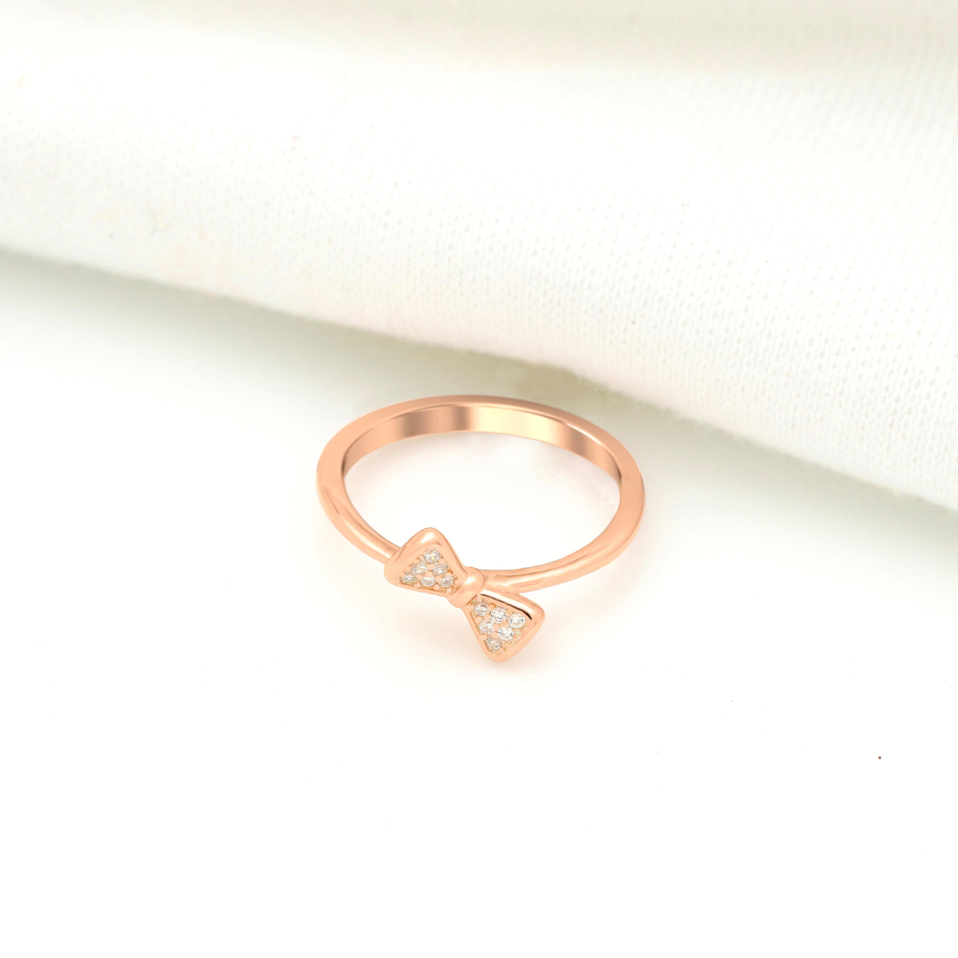 925 Rosegold Ribbon Gift Ring - Ivanah Silver