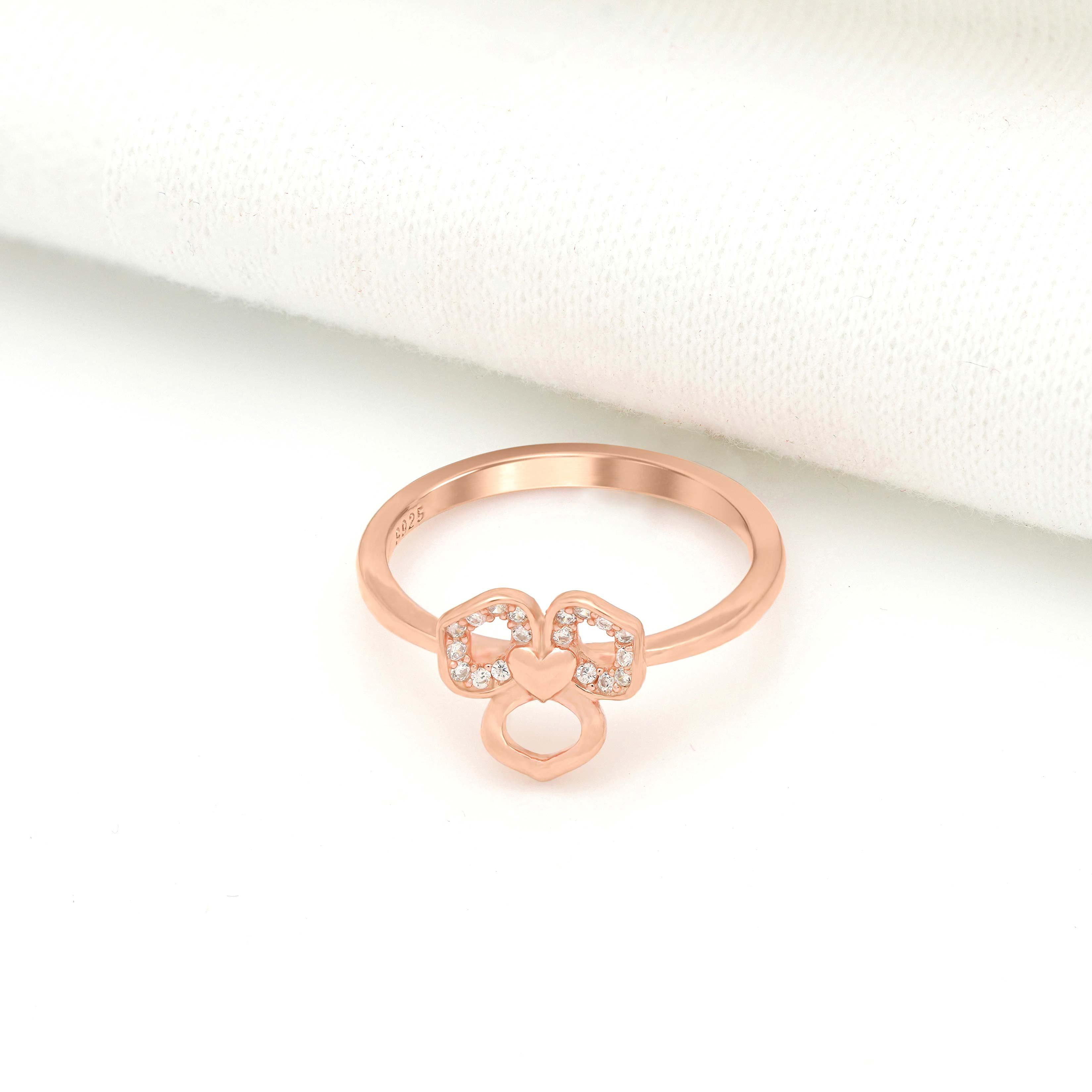 925 Rosegold Trio Hearts Sterling Ring - Ivanah Silver