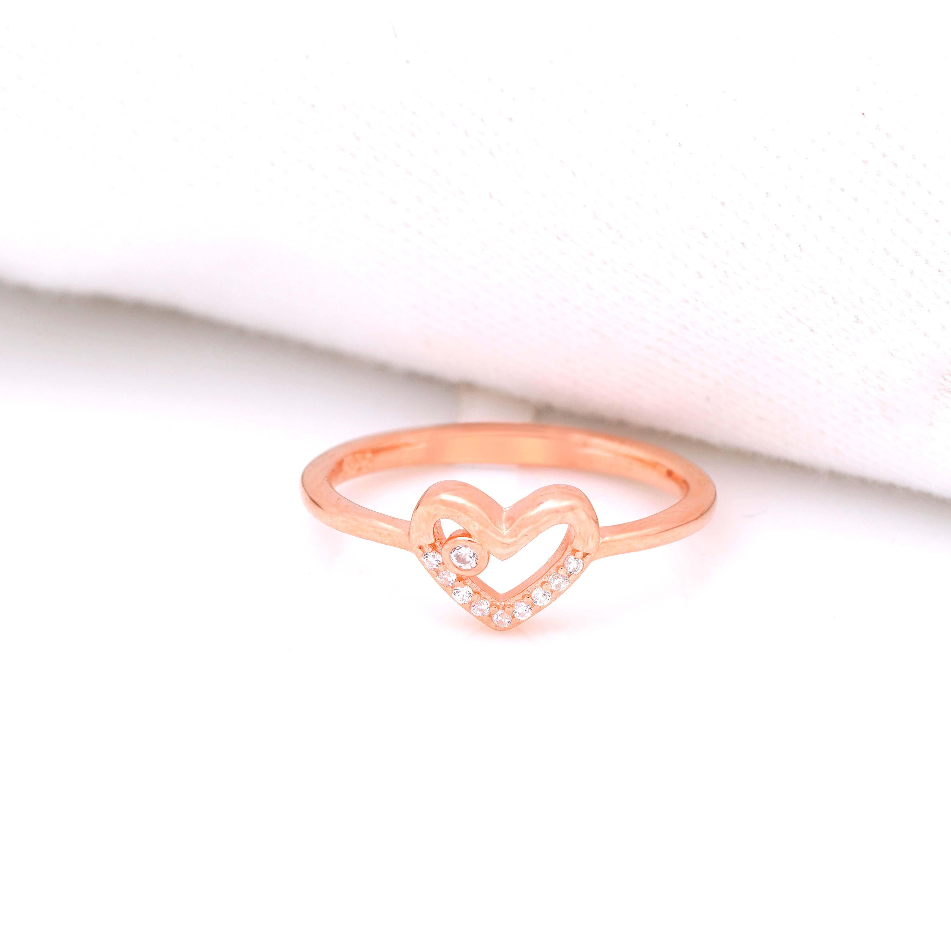 925 Rosegold Royal Heart Ring - Ivanah Silver